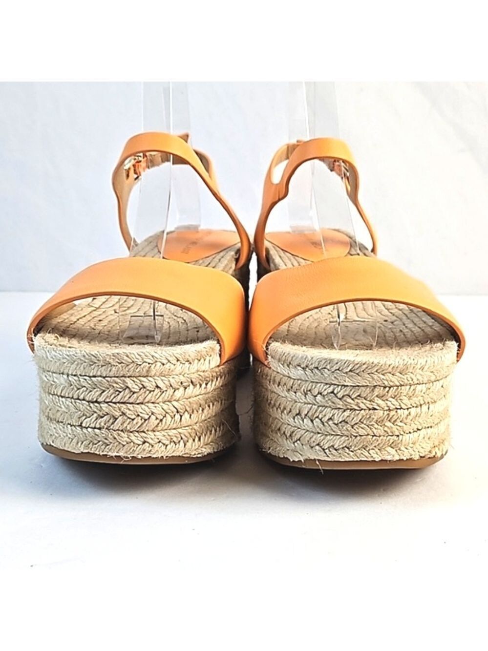 Antonio Melani Light Orange Leather Platform Wedge Ankle Strap Espadrill… - Picture 5 of 16